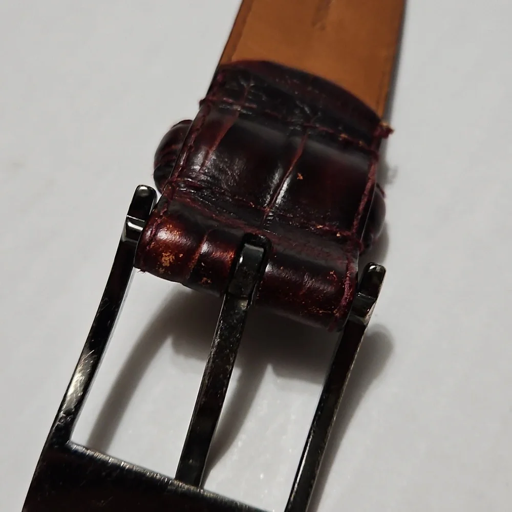 Italian Croco Calfskin Brown Leather Men's Adjustable Belt Size 50